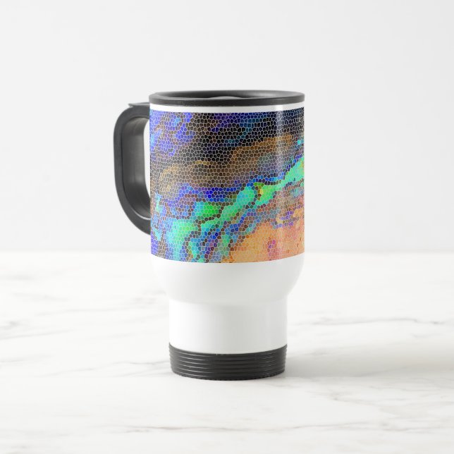 Glass Abalone-Muschel Abstrakt Mosaik Reisebecher (Vorderseite Links)