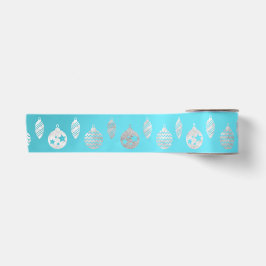 Glass Ball Silver Beach Blue Satinband