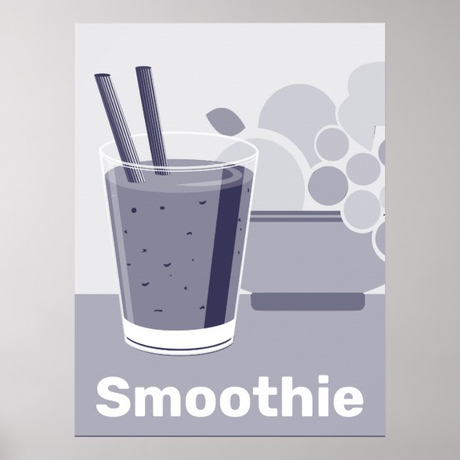 Glass Black, White, Blue Kitchen Wall Art - Poster (Vorne)