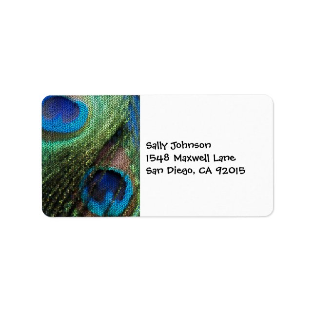 Glass Blue Peacock-Adressenmarken Adressaufkleber (Vorne)