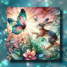 Glass-Bunny und Butterfly Christlich Ostern Feiertagskarte