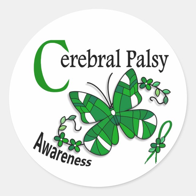 Glass Butterfly 2 Cerebra Palsy Runder Aufkleber (Vorderseite)