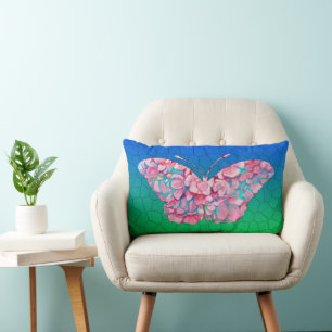 Glass Butterfly auf Mosaikgrat Lendenkissen