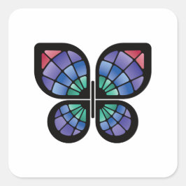 Glass Butterfly Quadratischer Aufkleber