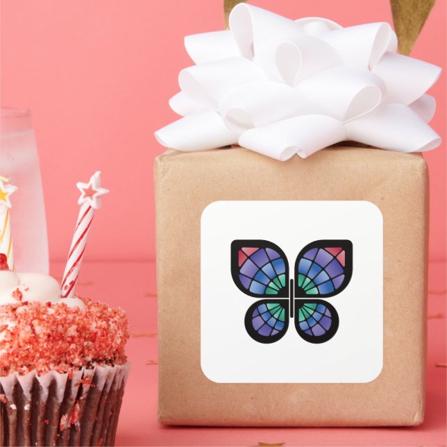 Glass Butterfly Quadratischer Aufkleber (Party)