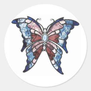 Glass Butterfly Runder Aufkleber