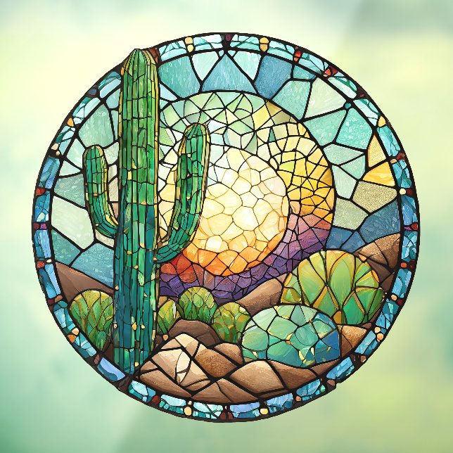 Glass Cactus Wüste Sunset Suncatcher Fensteraufkleber (Blatt 3)