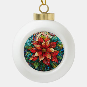 Glass Christmas Blume Rot Poinsettia Keramik Kugel-Ornament