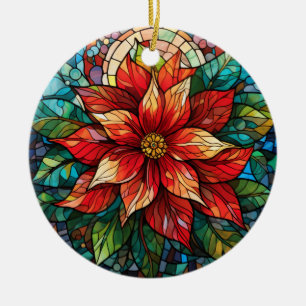 Glass Christmas Blume Rot Poinsettia Keramik Ornament