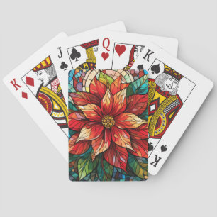 Glass Christmas Blume Rot Poinsettia Spielkarten