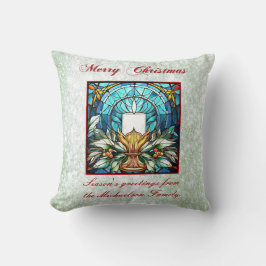 Glass Christmas Candle Holly Green Glitzer Kissen