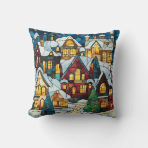 Glass Christmas Scene Kissen