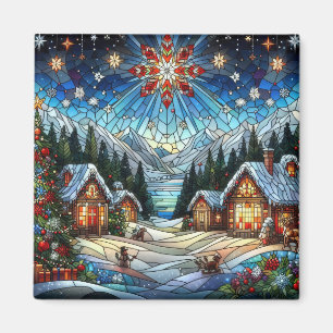 Glass Christmas Scene Magnet