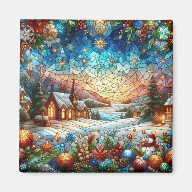 Glass Christmas Scene Magnet (Vorne)