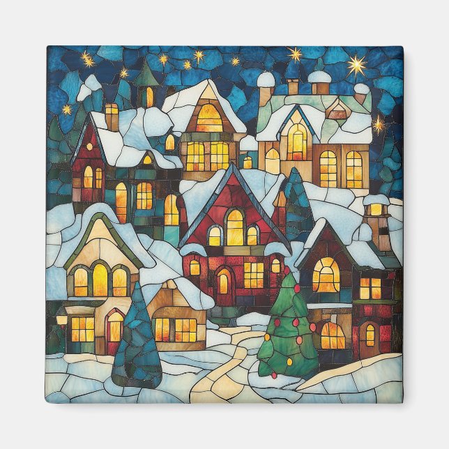 Glass Christmas Scene Magnet (Vorne)