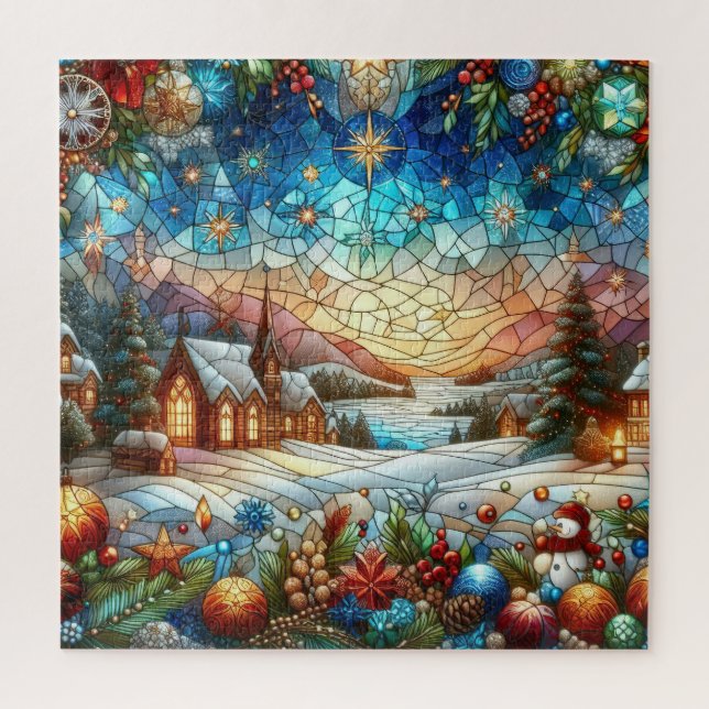 Glass Christmas Scene Puzzle (Vertikal)