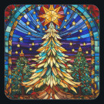 Glass Christmas Tree Quadratischer Aufkleber<br><div class="desc">Weihnachtsbaum aus Glas,  saisonale Gestaltung.</div>
