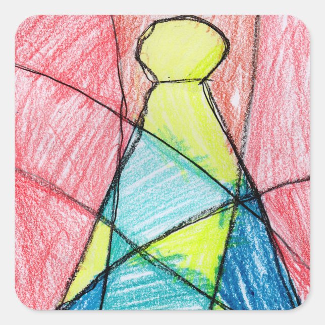Glass Christmas Tree Quadratischer Aufkleber (Vorderseite)