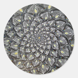 Glass Chrysanthemum Runder Aufkleber