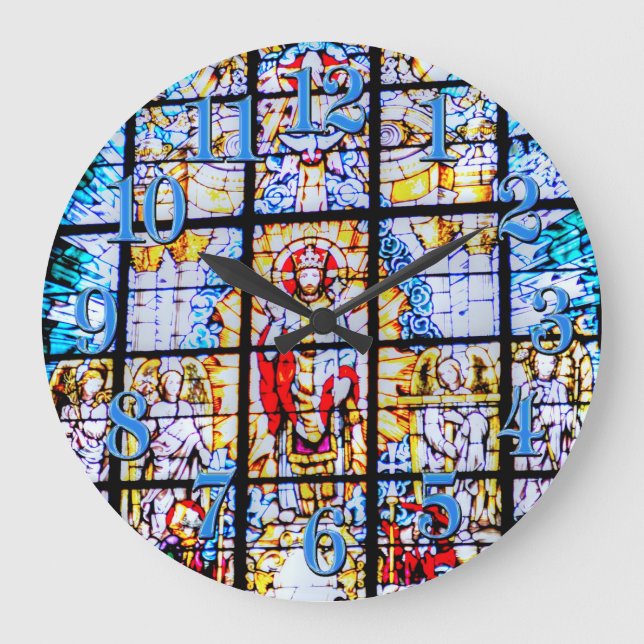 Glass Church Window, Greenwich, UK Große Wanduhr (Vorderseite)