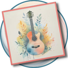 Glass COASTER - Acoustic Guitar on a Coaster Glasuntersetzer