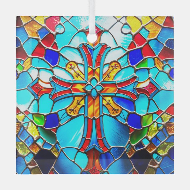 Glass Cross Lightcatcher Glass Ornament (Vorderseite)