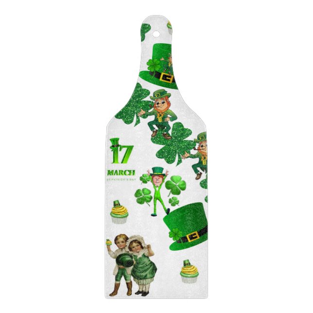Glass Cutting Board Happy St. Patrick's Day Schneidebrett (Vorderseite)