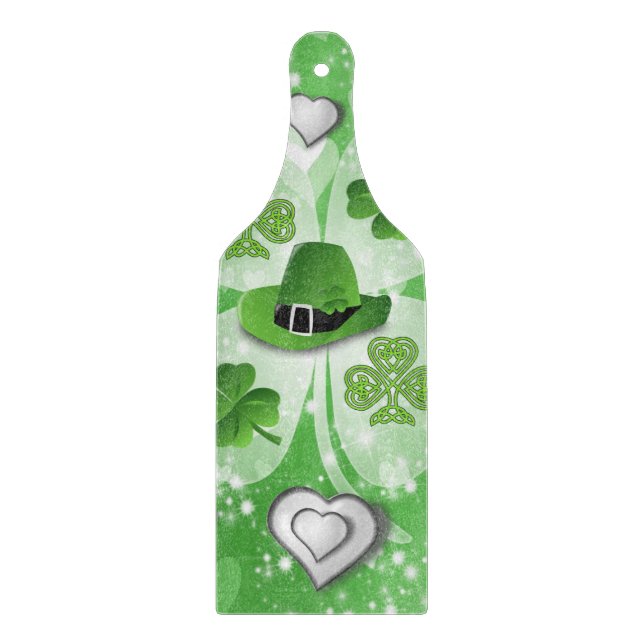 Glass Cutting Board Happy St. Patrick's Day Schneidebrett (Vorderseite)