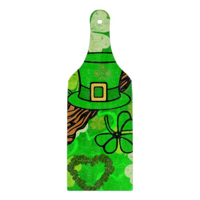 Glass Cutting Board Happy St. Patrick's Day Schneidebrett (Vorderseite)