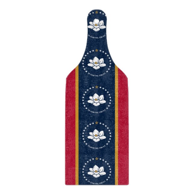 Glass cutting board paddle with flag Mississippi Schneidebrett (Vorderseite)