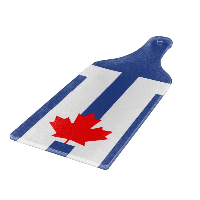 Glass cutting board paddle with flag of Toronto Schneidebrett (Ecke)