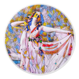 Glass Dancer in fließendem Kleid Keramikknauf