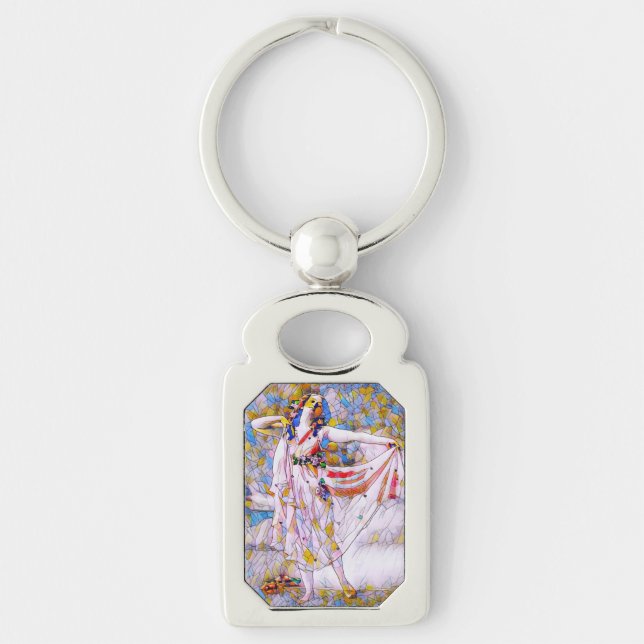 Glass Dancer in fließendem Kleid Schlüsselanhänger (Vorderseite)