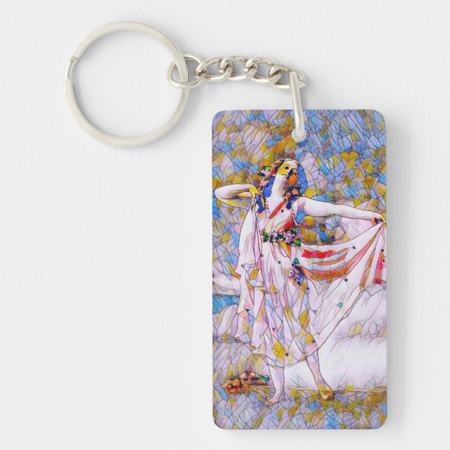 Glass Dancer in fließendem Kleid Schlüsselanhänger (Vorderseite)