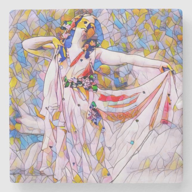 Glass Dancer in fließendem Kleid Steinuntersetzer (Vorderseite)