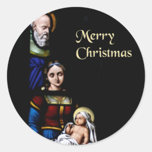 Glass gesteinigt Frohe Weihnachten Runder Aufkleber