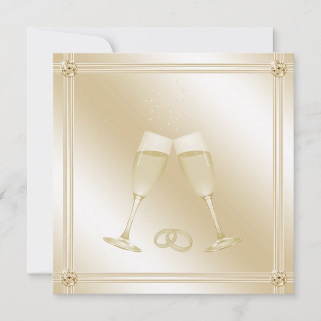 Glass Gold Champagner Hochzeit Einladung (Vorderseite)