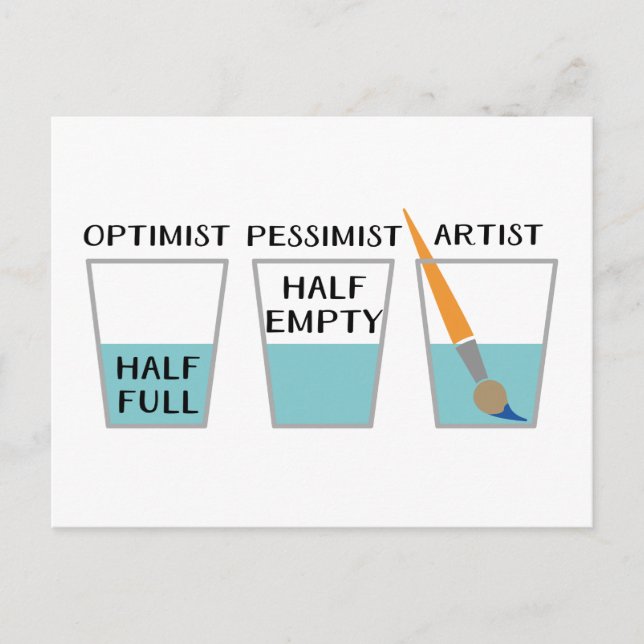 Glass Half Full Funny Meme Postkarte (Vorderseite)