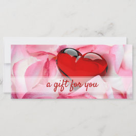 Glass Heart Valentine's Day Rose Petals Carte cade