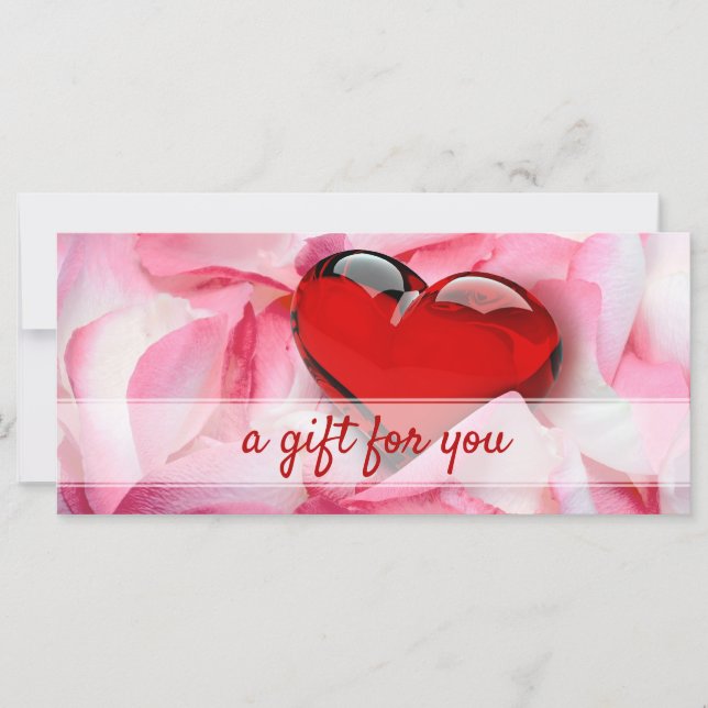 Glass Heart Valentine's Day Rose Petals Carte cade (Devant)