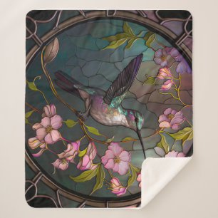 Glass Hummingbird Muster Frühlingsblumen Sherpadecke