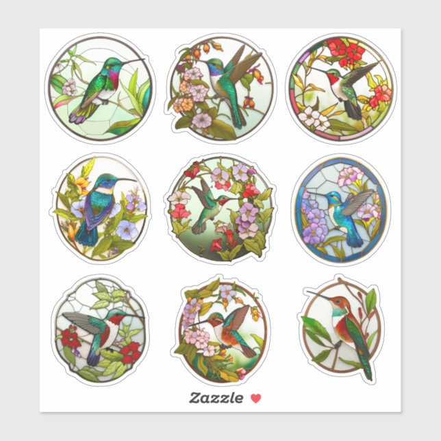 Glass Hummingbirds Aufkleber (Blatt)