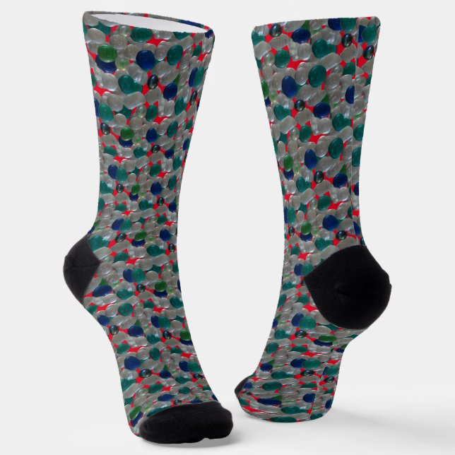 Glass Kies kleine Muster Kust. Crew Socken (Gewinkelt)