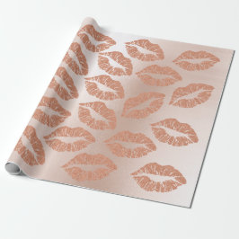 Glass Kiss Lips Makeup Kupfer Button Gold Pink Geschenkpapier