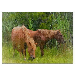 Glass Kitchen Cutting Board - Assateague Ponies Schneidebrett