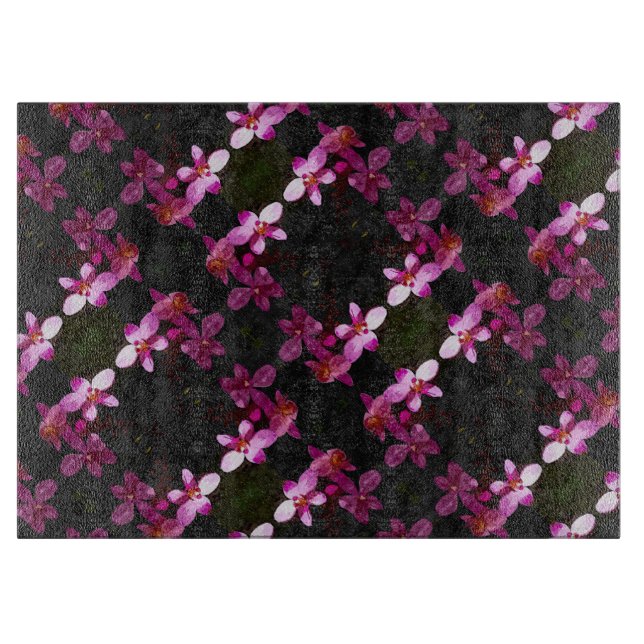 Glass Kitchen Cutting Board - Lila Orchideen Schneidebrett (Vorderseite)