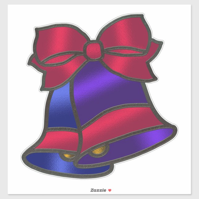 Glass Look Bells mit Bow Weihnachten Aufkleber (Blatt)