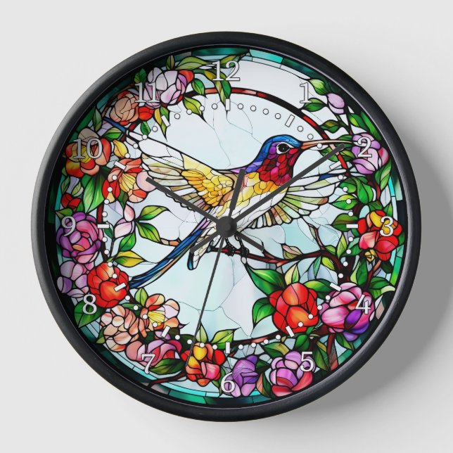 Glass Look Hummingbird Uhr (Vorderseite)