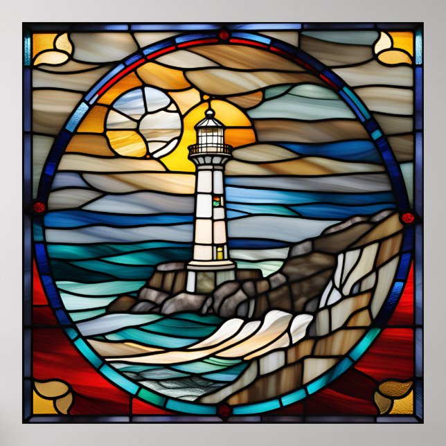 Glass Look Lighthouse - Herunterladbares Design Poster (Vorne)