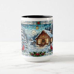 Glass Look Winter Szene Weihnachten Tasse